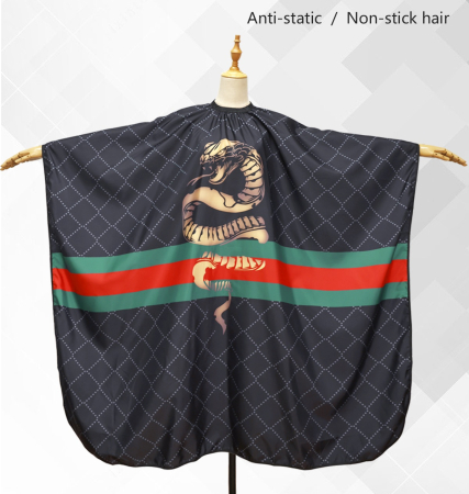 Pelerina tuns neagra cu imprimeu cobra, cu elastic la gat, pentru frizerie si coafor [5]