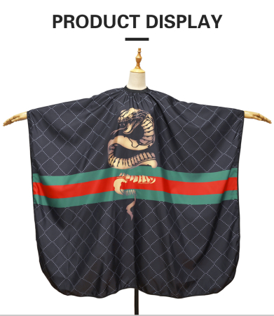 Pelerina tuns neagra cu imprimeu cobra, cu elastic la gat, pentru frizerie si coafor [3]