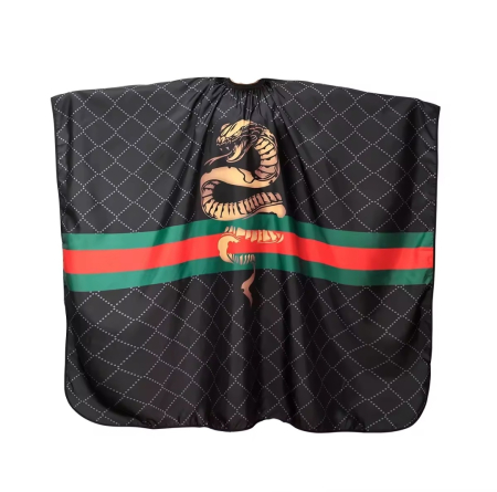 Pelerina tuns neagra cu imprimeu cobra, cu elastic la gat, pentru frizerie si coafor [6]