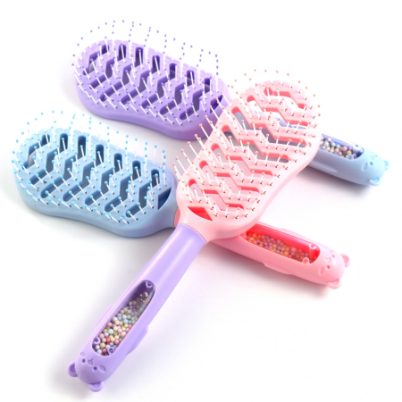 Coafor si Frizerie - Perie de par curbata usor pentru copii, model decorat cu bilute confetti