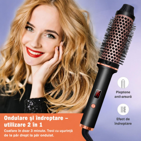 Perie electrica pentru volum cu aer cald pentru coafat parul, uscare, indreptare, bucle si styling [6]