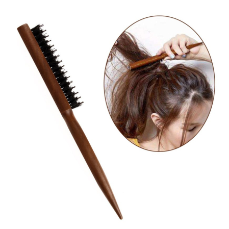 Perii de par si piepteni - Perie pentru tapat parul, perie coafor cu peri naturali, maner din lemn