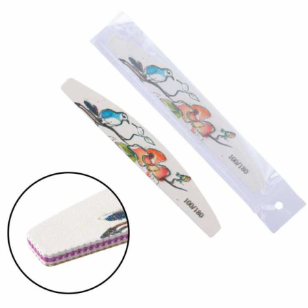 Manichiura si pedichiura - Pila pentru unghii alba cu granulatie 100/180 si imprimeu elegant