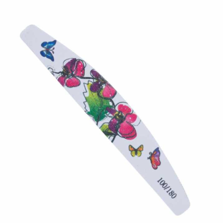Pila unghii semiluna alba granulatie 100/180 cu imprimeu floral [2]
