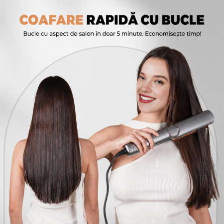 Placă de Îndreptat Părul cu Aer Cald 2 în 1 – Uscător de Păr și Aparat de Îndreptat, Uscare și Îndreptare Simultană, Hair Straightener, Gri [7]