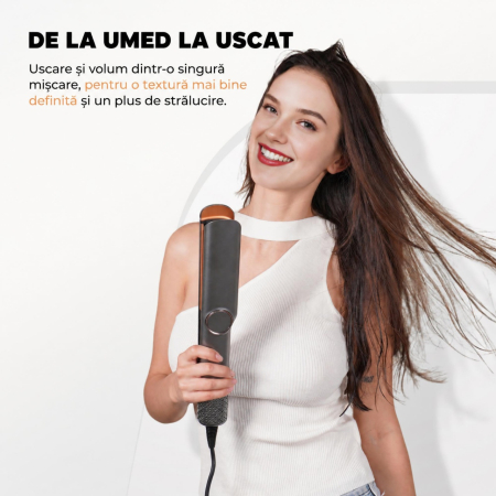 Placă de Îndreptat Părul cu Aer Cald 2 în 1 – Uscător de Păr și Aparat de Îndreptat, Uscare și Îndreptare Simultană, Hair Straightener, Gri [6]