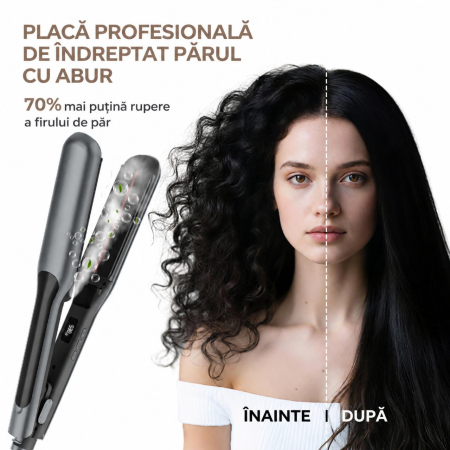 Placa pentru Par cu Abur si Incalzire cu Infrarosu, 230°C, Indreapta si Onduleaza, Protectie Termica, Hidratare si Stralucire naturala, Temperatura Reglabila, Functie Abur [4]