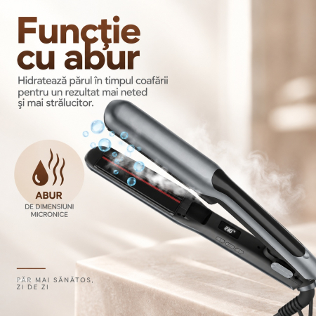 Placa pentru Par cu Abur si Incalzire cu Infrarosu, 230°C, Indreapta si Onduleaza, Protectie Termica, Hidratare si Stralucire naturala, Temperatura Reglabila, Functie Abur [5]