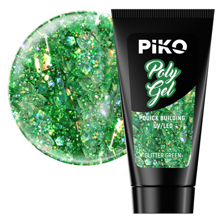 Manichiura si pedichiura - Polygel color Glitter · 30 ml · Green