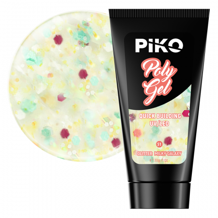 Manichiura si pedichiura - Polygel color Glitter · 30 ml · Milky Galaxy