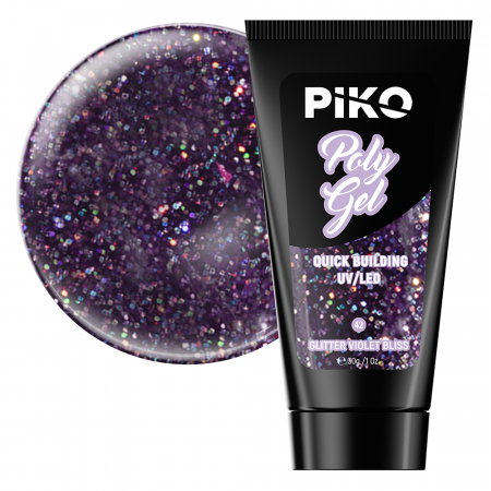 Manichiura si pedichiura - Polygel color Glitter · 30 ml · Violet Bliss