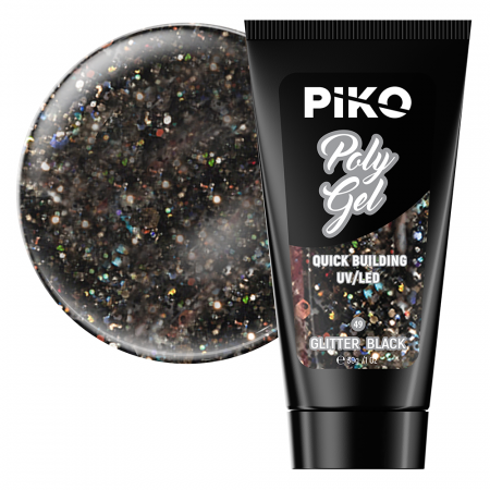 Manichiura si pedichiura - Polygel color Glitter · 30 ml · Black