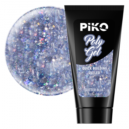 Manichiura si pedichiura - Polygel color Glitter · 30 ml · Blue