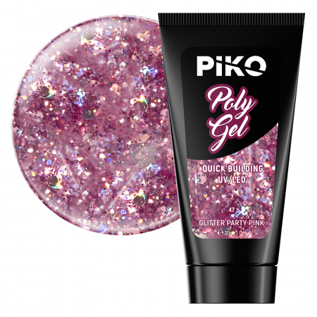 Manichiura si pedichiura - Polygel color Glitter · 30 ml · Party Pink