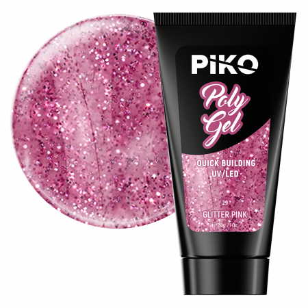 Manichiura si pedichiura - Polygel color Glitter · 30 ml · Pink