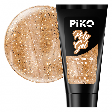 Manichiura si pedichiura - Polygel color Glitter · 30 ml · Gold