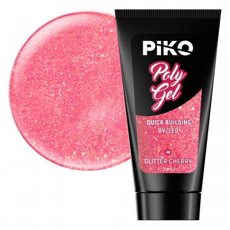 Manichiura si pedichiura - Polygel color Glitter · 30 ml · Cherry