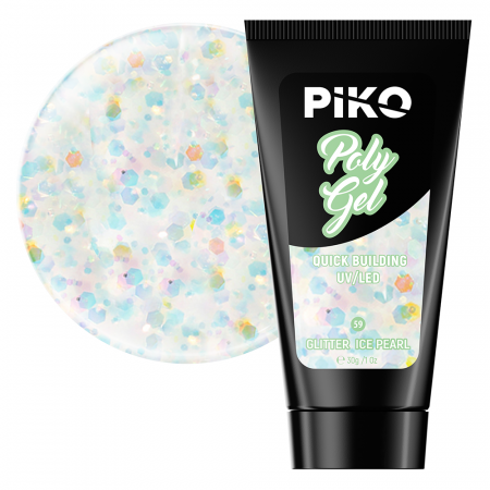 Manichiura si pedichiura - Polygel color Glitter · 30 ml · Ice Pearl