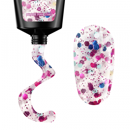 Polygel color Glitter · 30 ml · Pink Stars [1]
