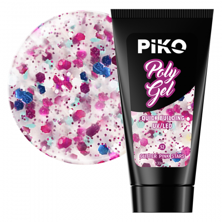 Manichiura si pedichiura - Polygel color Glitter · 30 ml · Pink Stars