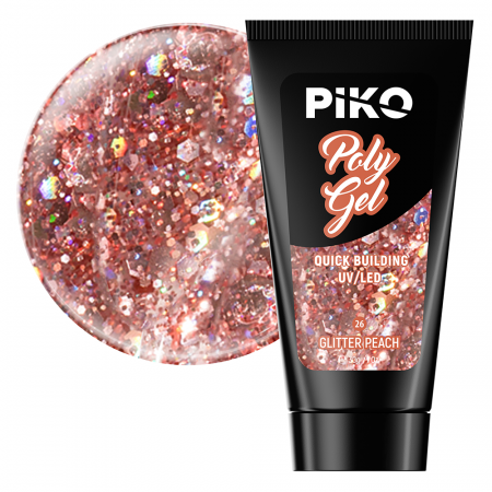Manichiura si pedichiura - Polygel color Glitter · 30 ml · Peach