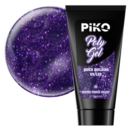 Manichiura si pedichiura - Polygel color Glitter · 30 ml · Purple Galaxy
