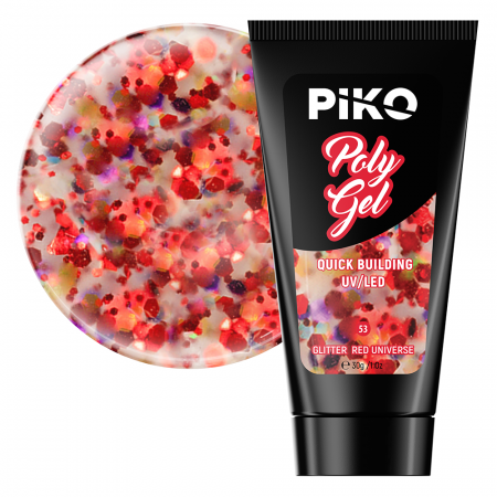 Manichiura si pedichiura - Polygel color Glitter · 30 ml · Red Universe