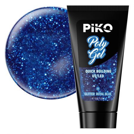 Manichiura si pedichiura - Polygel color Glitter · 30 ml · Royal Blue