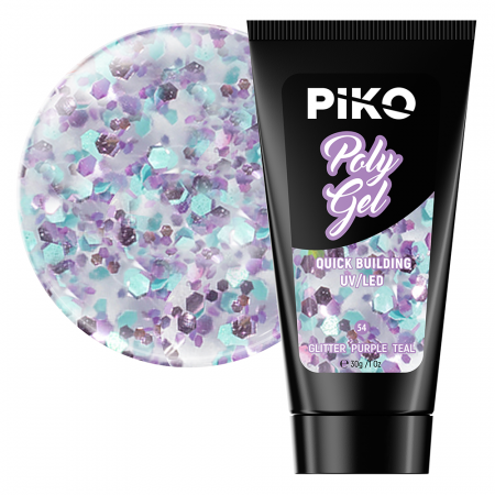 Manichiura si pedichiura - Polygel color Glitter · 30 ml · Purple Teal