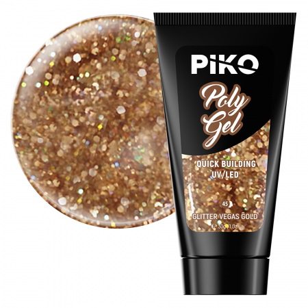 Manichiura si pedichiura - Polygel color Glitter · 30 ml · Vegas Gold