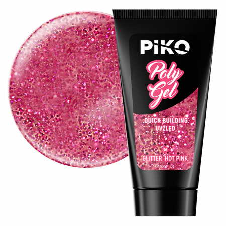 Manichiura si pedichiura - Polygel color Glitter · 30 ml · Hot Pink