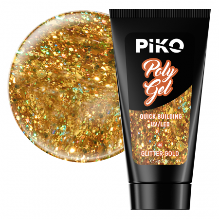 Manichiura si pedichiura - Polygel color Glitter · 30 ml · Gold