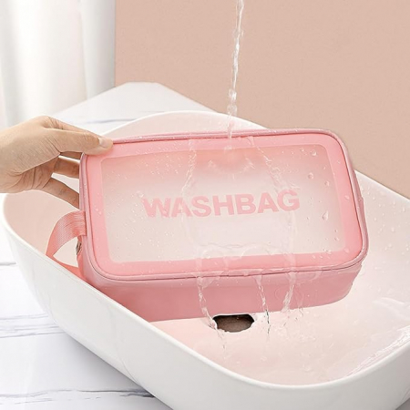 Portfard cosmetice pentru calatorii Washbag, roz - transparent, 25X15X10cm [6]