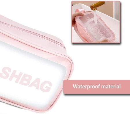 Portfard cosmetice pentru calatorii Washbag, roz - transparent, 25X15X10cm [1]