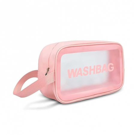 Genti Cosmetice - Portfard cosmetice pentru calatorii Washbag, roz - transparent, 25X15X10cm
