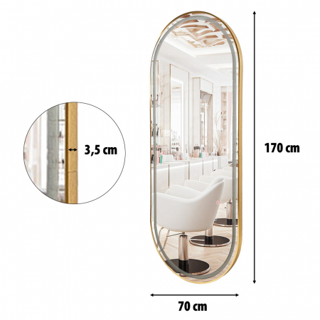 Post de lucru coafor dotare mobilier salon coafor Oglinda LED PS006. margine aurie [5]