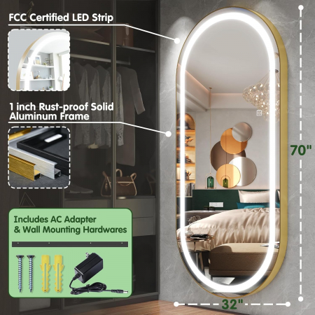 Post de lucru coafor dotare mobilier salon coafor Oglinda LED PS006. margine aurie [2]