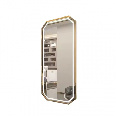 Post de lucru - Post de lucru consola coafor Oglinda LED PS009, margine aurie, 120x60 cm, cu touch