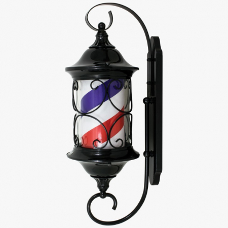 Reclama luminoasa - Reclama luminoasa Barber Shop, Semn Barber Pole, 64cm, rotativ, metal, tip felinar