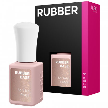 Manichiura si pedichiura - Rubber Base Lilac, Sprinkle Peach, baza si oja semipermanenta 6 g