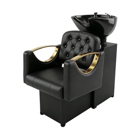 Scafa coafor - Scafa frizerie coafor, cu bazin din ceramica, Neagra cu auriu, profesionala