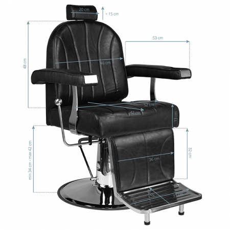 Scaun barber salon frizerie, reglabil, Negru SSB009 [5]