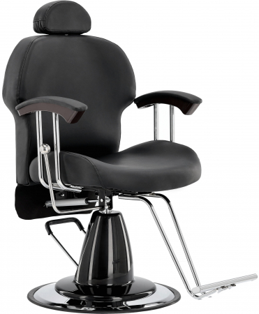 Scaun frizerie - Scaun barber shop, hidraulic, reglabil pe inaltime, cu tetiera, Negru, Mateo