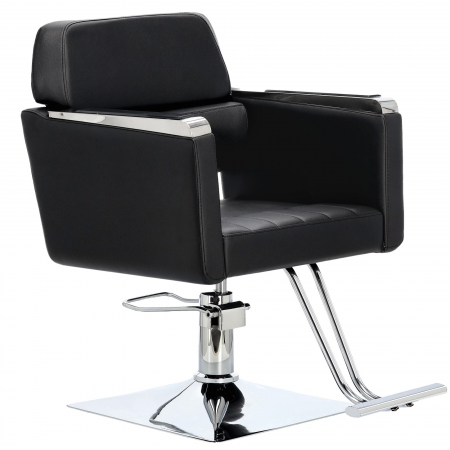 Scaun frizerie - Scaun coafor, Barber Shop si frizerie, hidraulic, Negru cu Argintiu, SFE014