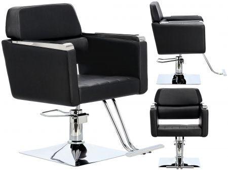 Scaun coafor, Barber Shop si frizerie, hidraulic, Negru cu Argintiu, SFE014 [3]