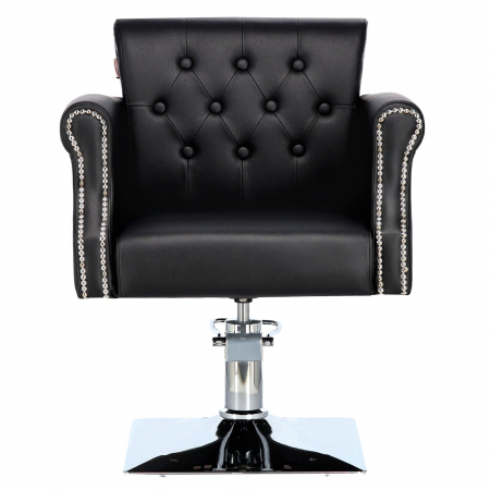 Scaun coafor frizerie, reglabil pe inaltime, elegant si luxos, tip Chesterfield, negru, Tavy [2]