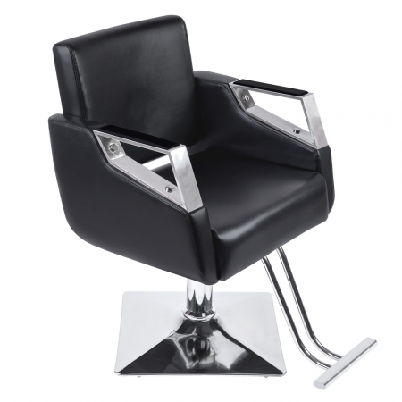 Scaun frizerie - Scaun coafor Harriet, reglabil pe inaltime, cu suport pentru picioare, negru