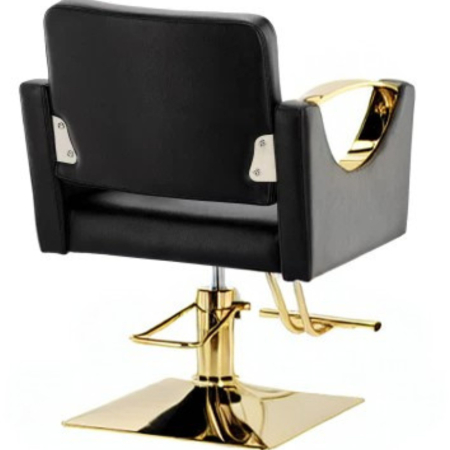 Scaun coafor negru cu auriu, hidraulic, reglabil pe inaltime, cu suport picioare [1]