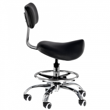 Scaun cosmetic cu sezut tip sa cu spatar, negru, pentru frizerie salon coafor [1]