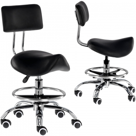 Scaun Make-up - Scaun cosmetic cu sezut tip sa cu spatar, negru, pentru frizerie salon coafor